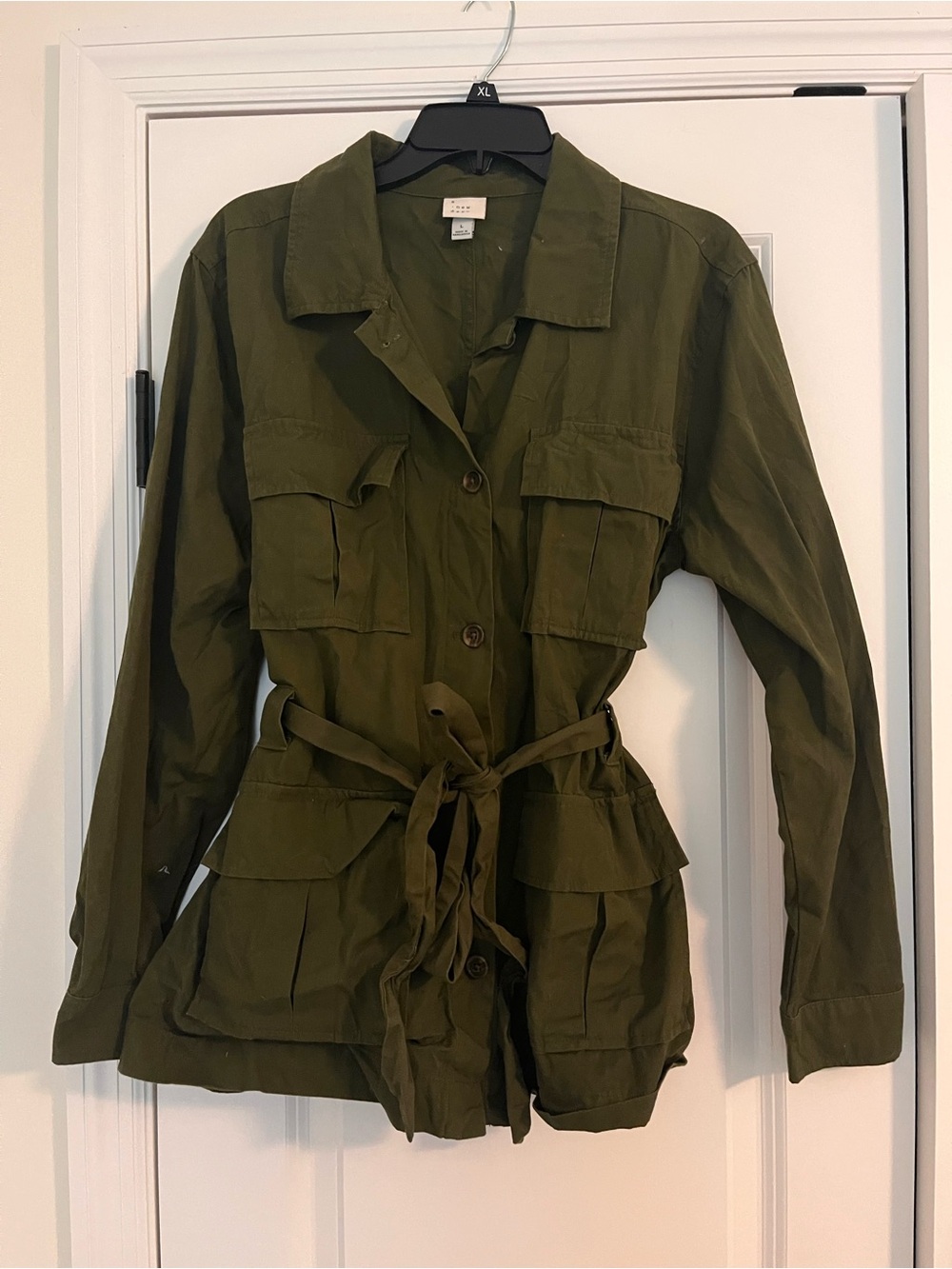 a new day Olive Green Utility Jacket with Waist Tie